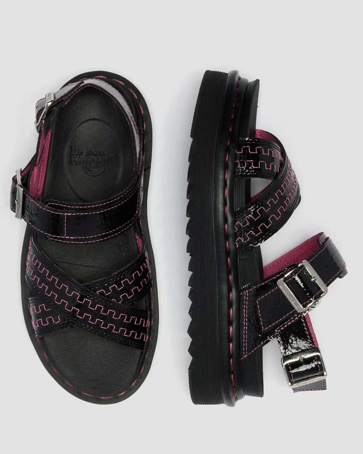 Voss II Distressed Patent Leather Sandals
