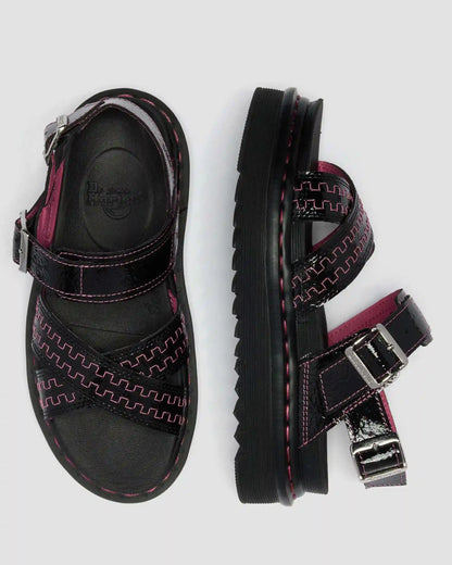 Voss II Distressed Patent Leather Sandals