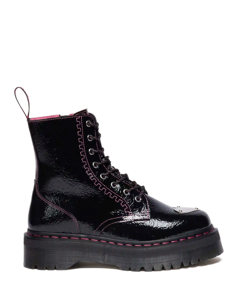 Jadon Distressed Patent Leather Platform Boots