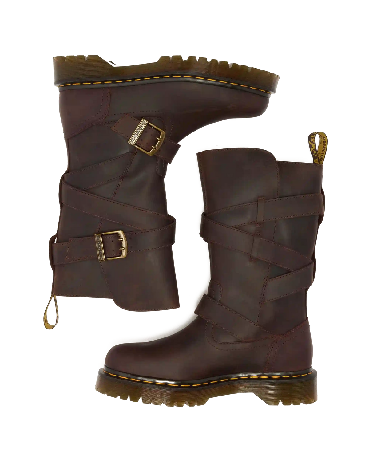 Anistone Two Strap Crazy Horse Leather Biker Boots