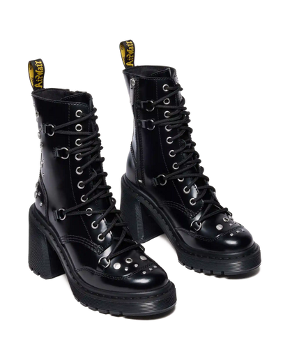 CHESNEY STUDDED BUTTERO LEATHER FLARE HEEL BOOTS