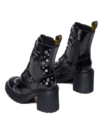 CHESNEY STUDDED BUTTERO LEATHER FLARE HEEL BOOTS