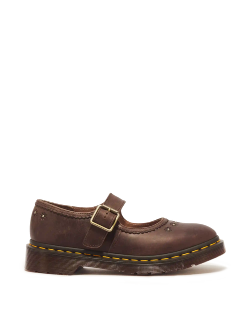 Mary Jane Flower Crazy Horse Leather Shoes