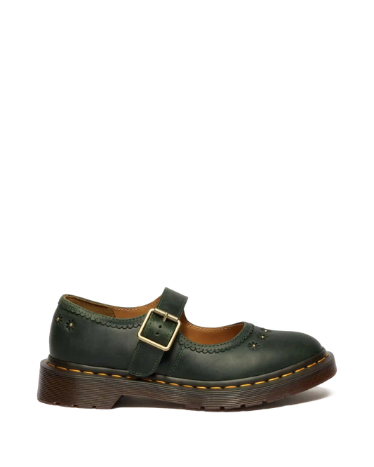Mary Jane Flower Crazy Horse Leather Shoes
