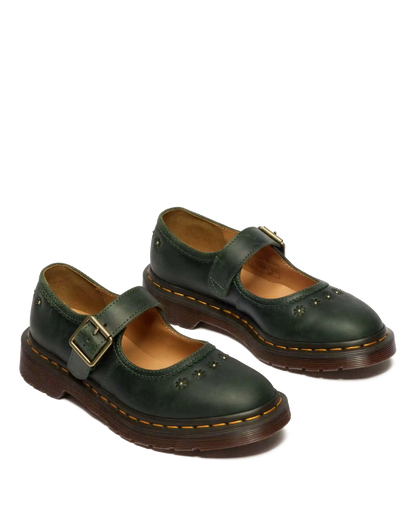 Mary Jane Flower Crazy Horse Leather Shoes