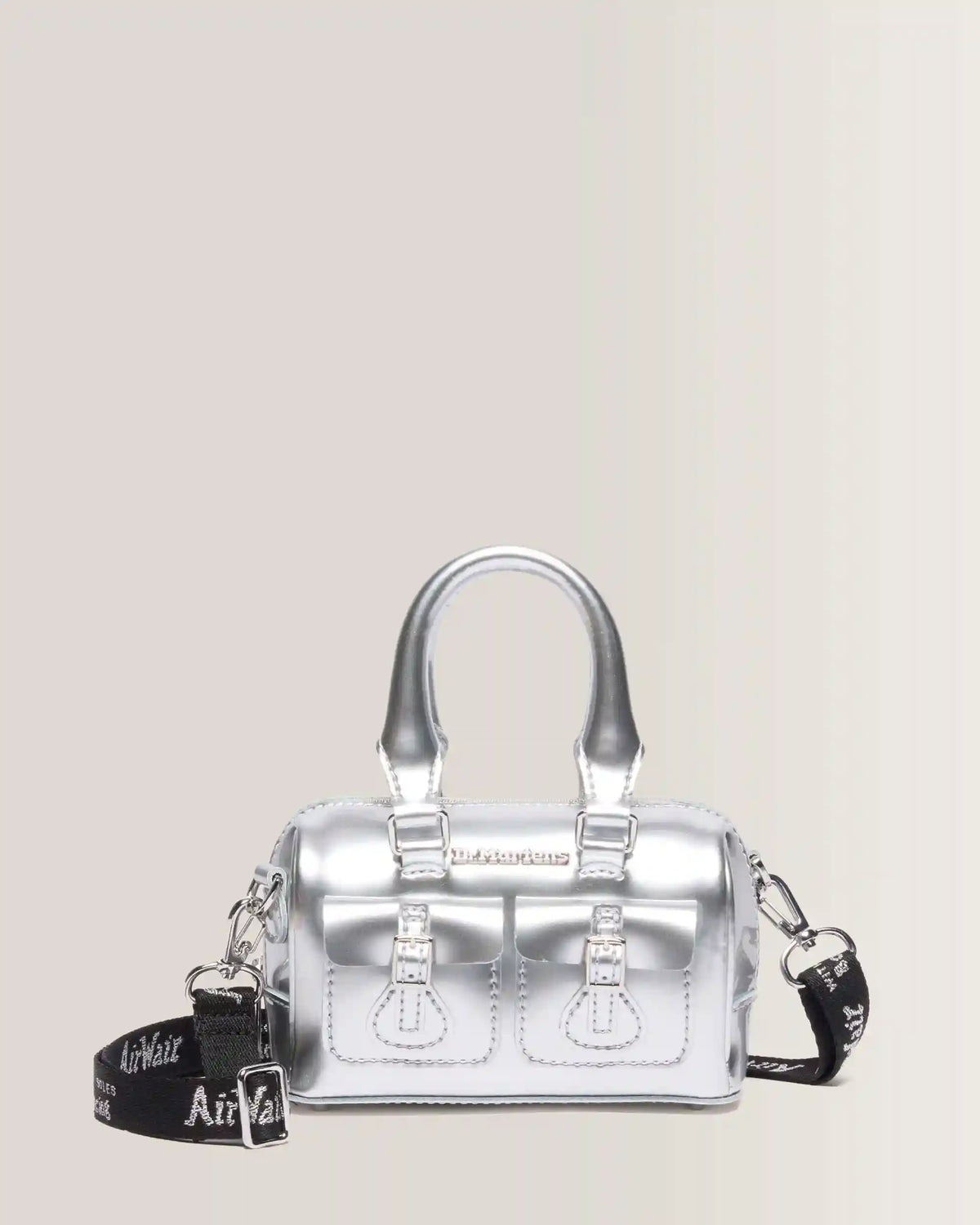 Mini Top Handle Bag Bag Silver Metallic Patent Lamper