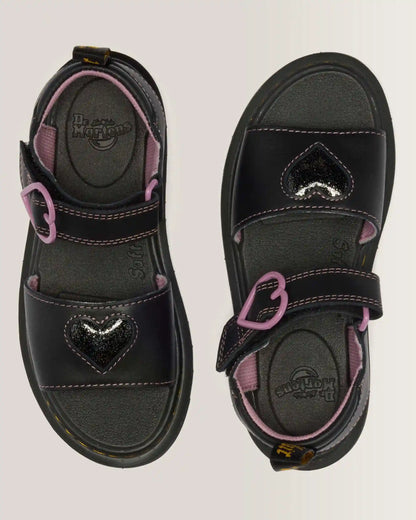 Junior Marlowe II Glitter Heart Leather Strap Shoes