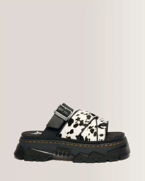 Mattison Slide Dalmatian Hair On Leather Sandals