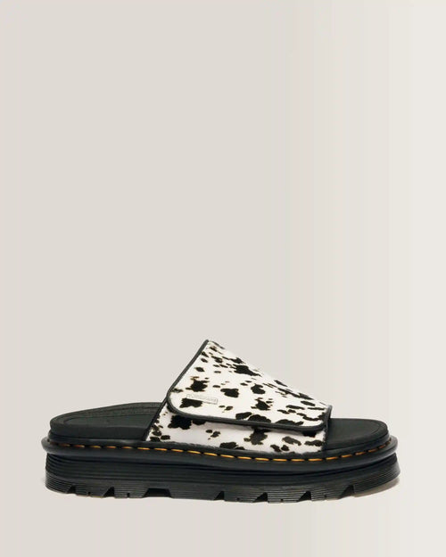 Zebzag Dalmatian Hair On Leather Platform Slides