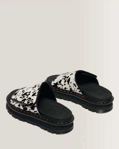 Zebzag Dalmatian Hair On Leather Platform Slides