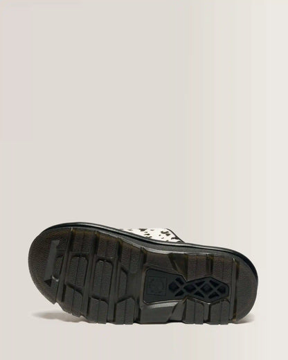 Zebzag Dalmatian Hair On Leather Platform Slides