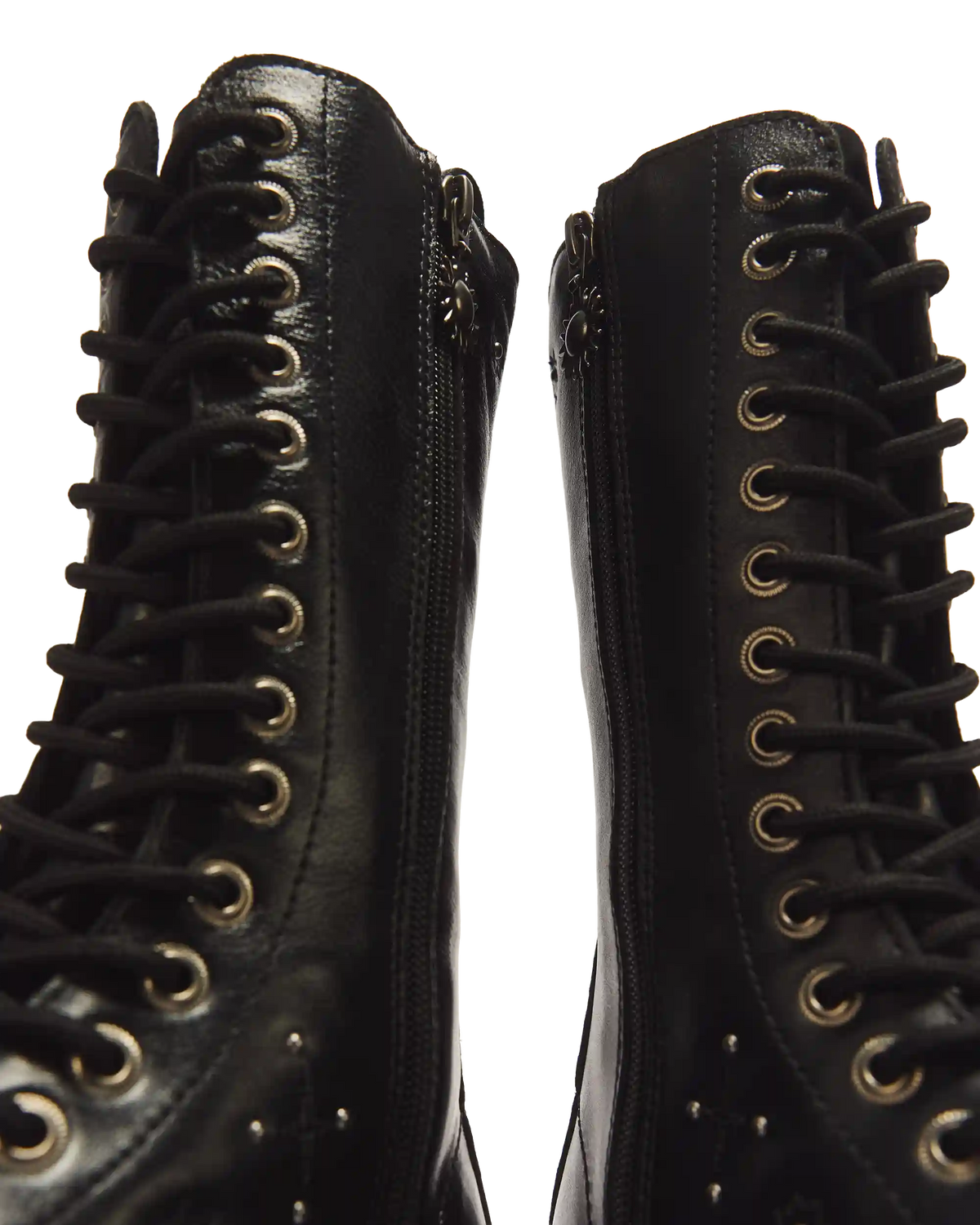 1B99 Whimsy Goth 14 Eye Leather & Velvet Lace Up Boots
