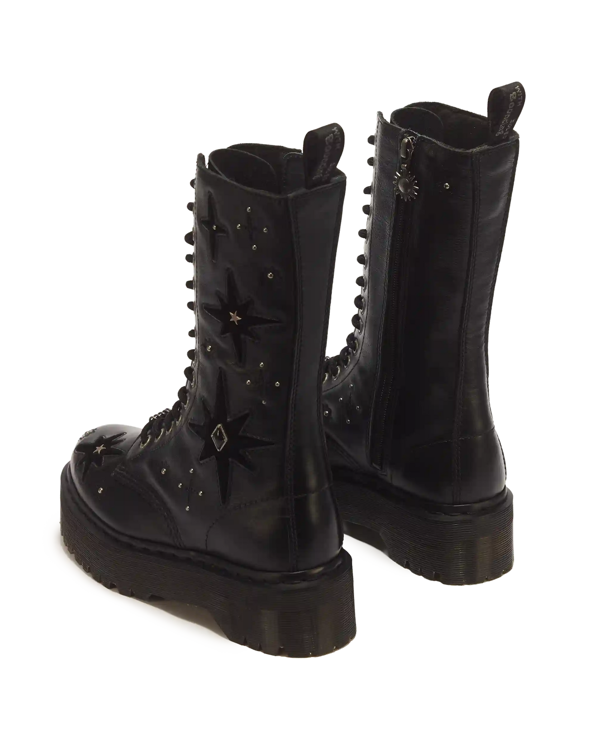 1B99 Whimsy Goth 14 Eye Leather & Velvet Lace Up Boots