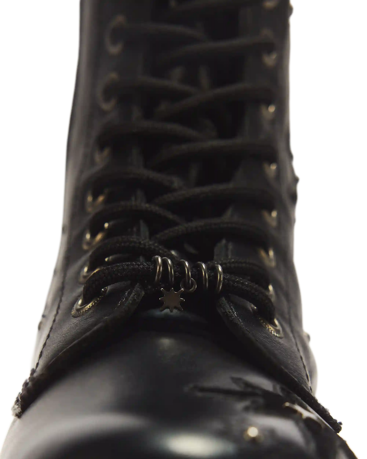 1B99 Whimsy Goth 14 Eye Leather & Velvet Lace Up Boots