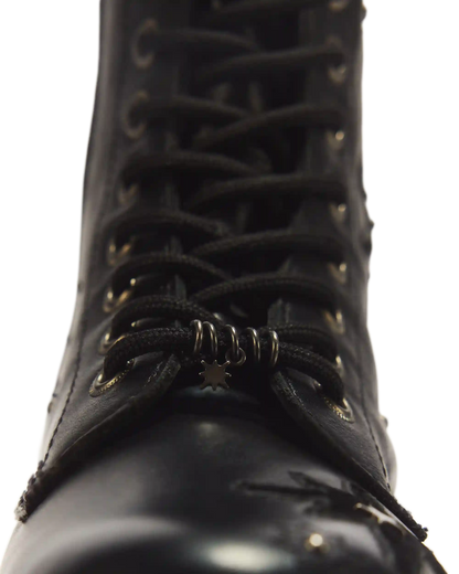 1B99 Whimsy Goth 14 Eye Leather & Velvet Lace Up Boots