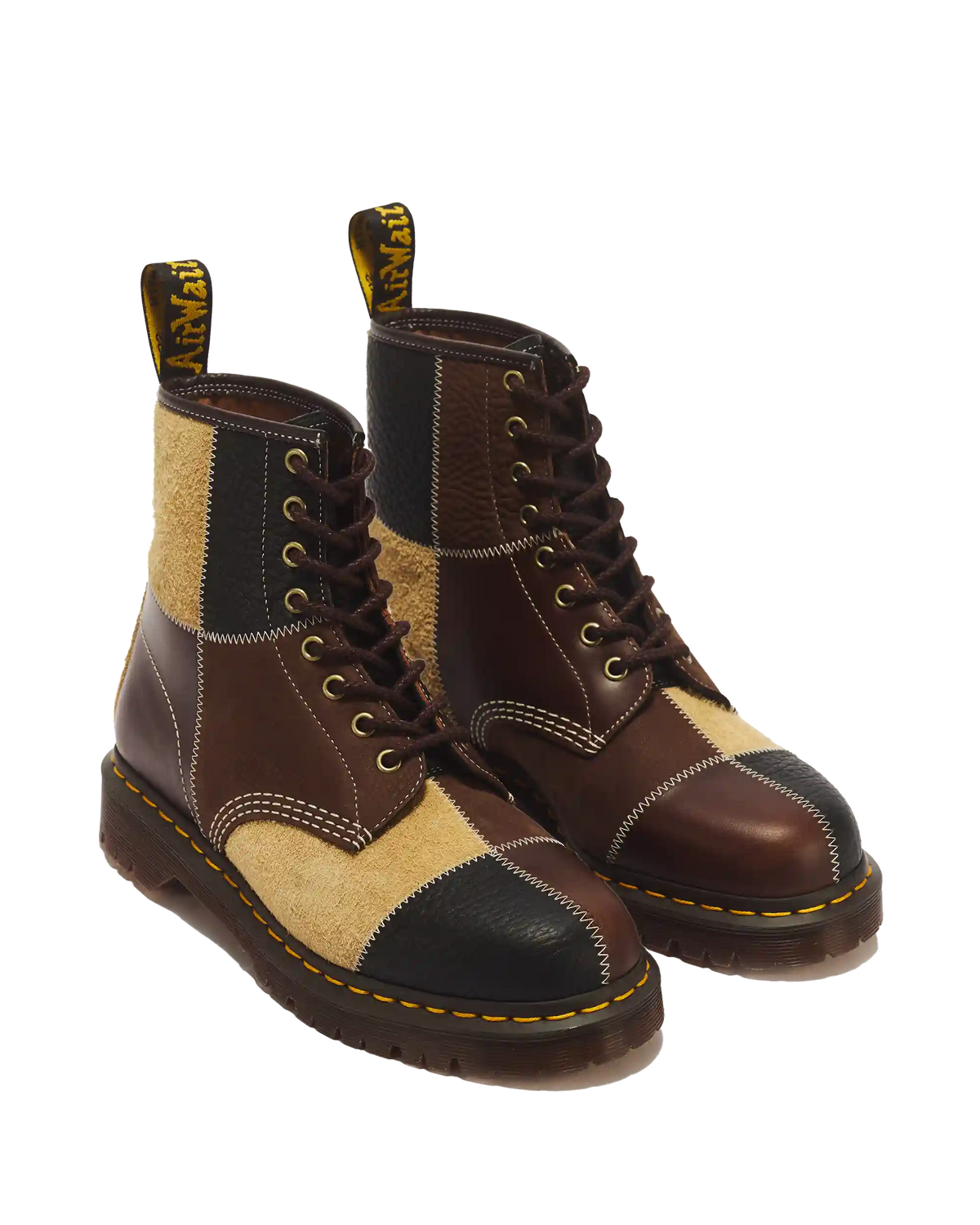 1460 Patchwork 8 Eye Leather & Nubuck Lace Up Boots