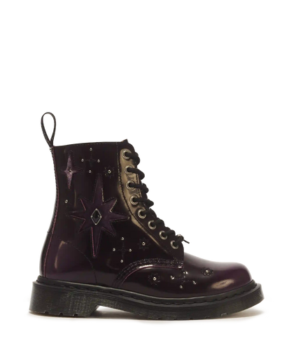1460 Pascal Whimsy Goth Leather & Velvet Lace Up Boots