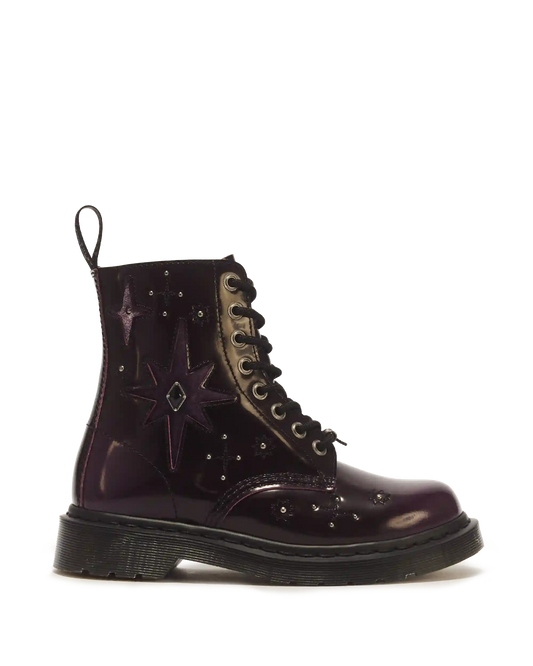 1460 Pascal Whimsy Goth Leather & Velvet Lace Up Boots