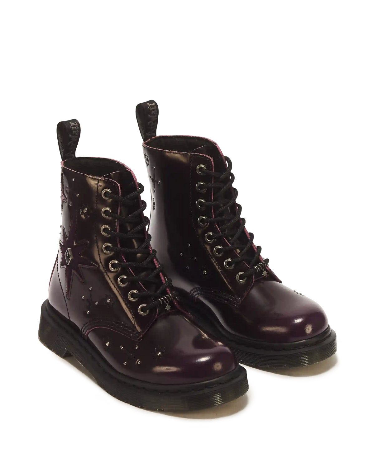 1460 Pascal Whimsy Goth Leather & Velvet Lace Up Boots