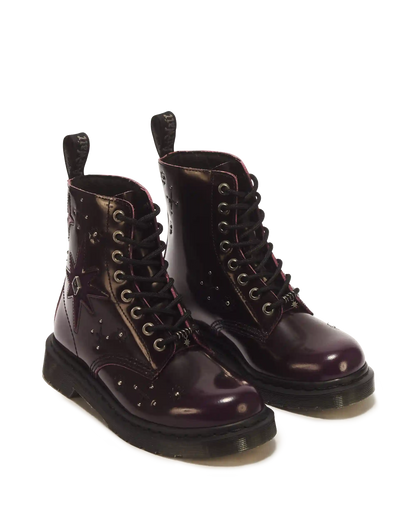 1460 Pascal Whimsy Goth Leather & Velvet Lace Up Boots