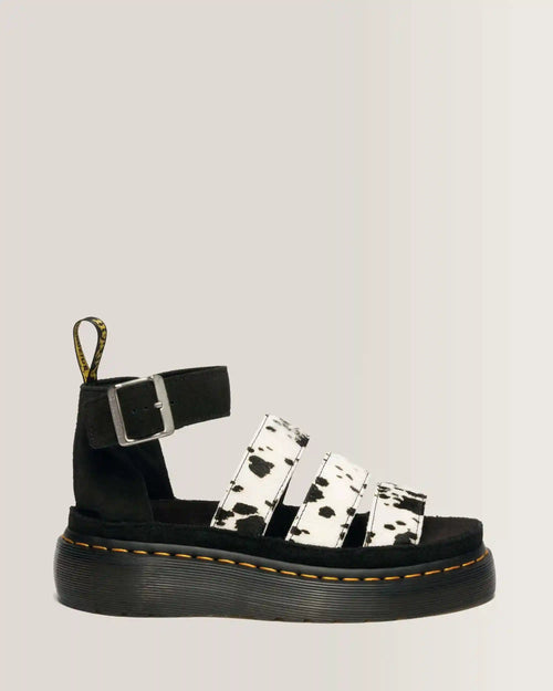 Clarissa Strap Hair On Leather Quad Sandals