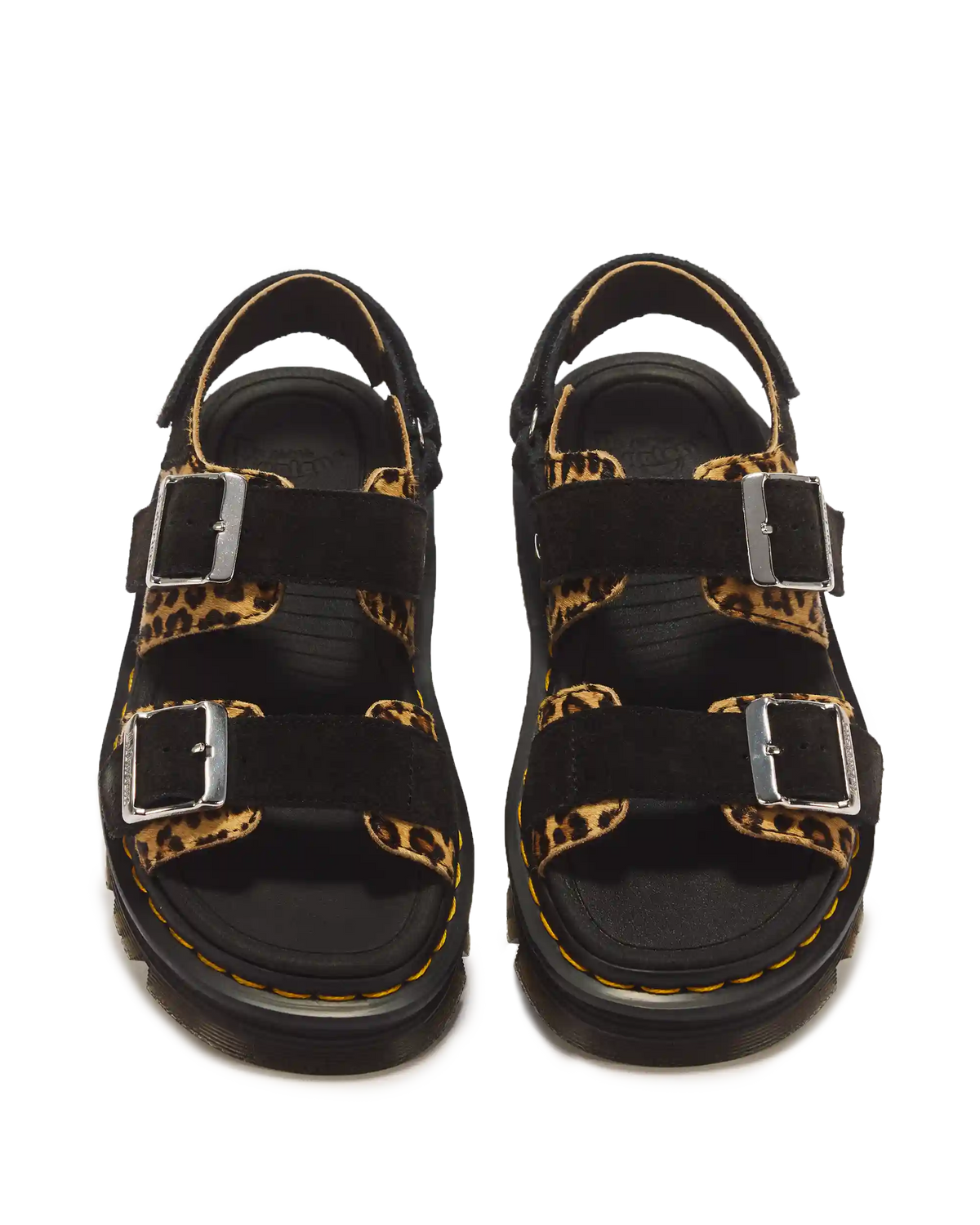 Zebzag Leopard Hair On Leather Sandals