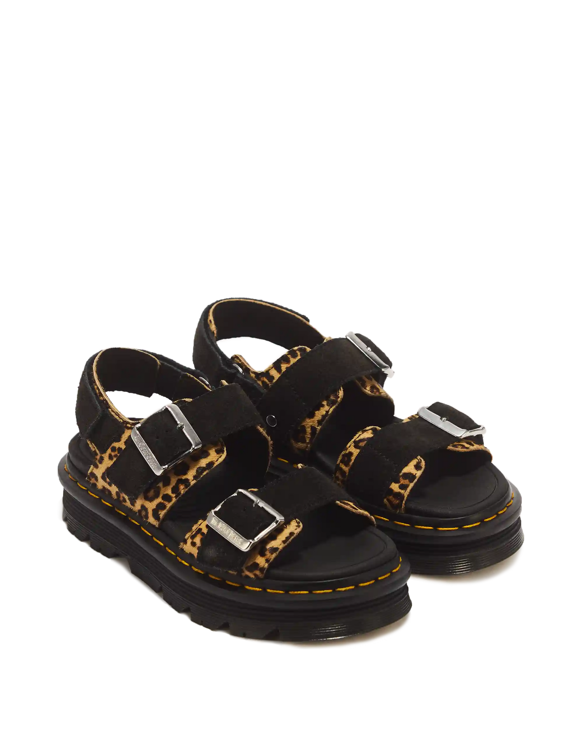 Zebzag Leopard Hair On Leather Sandals