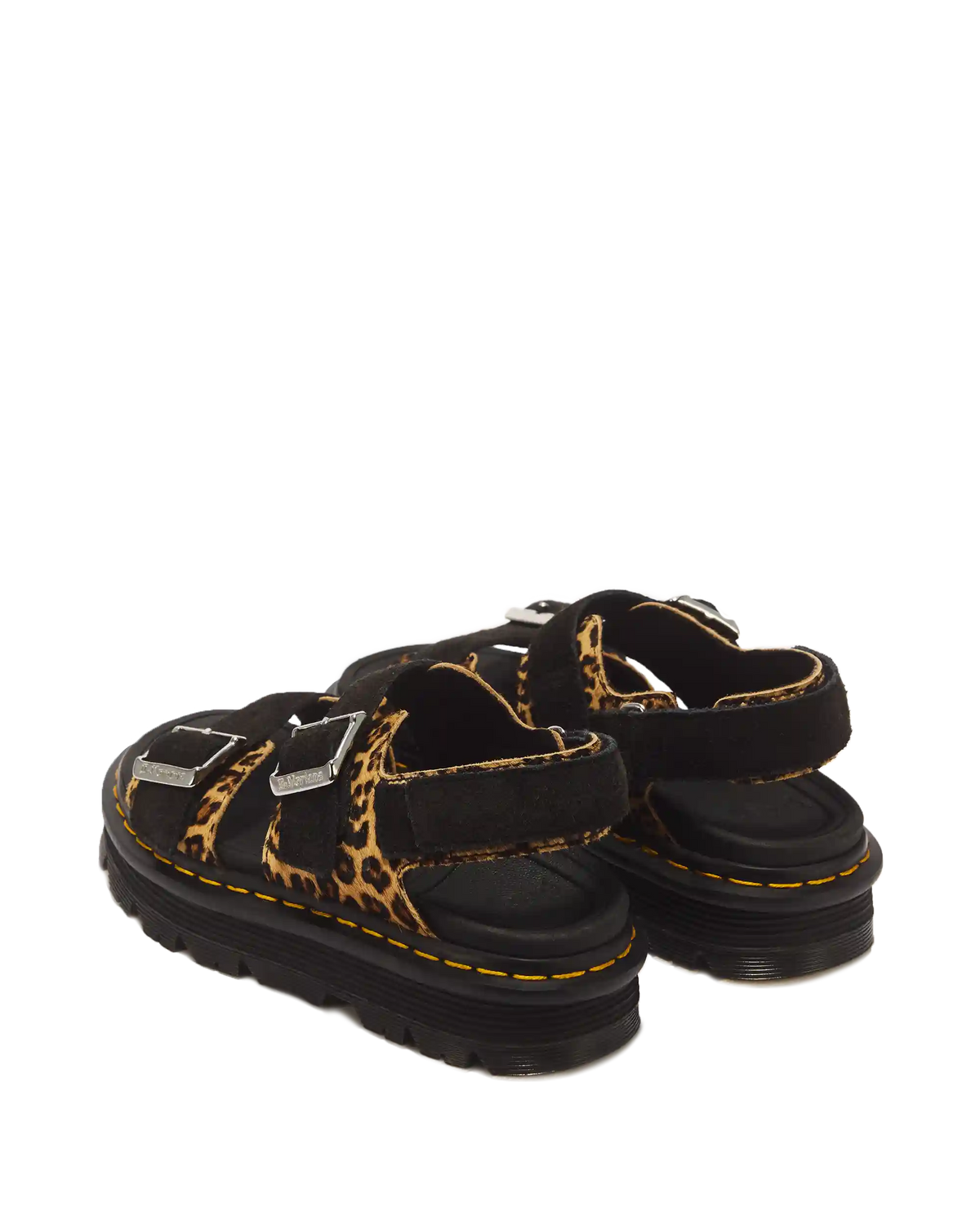 Zebzag Leopard Hair On Leather Sandals