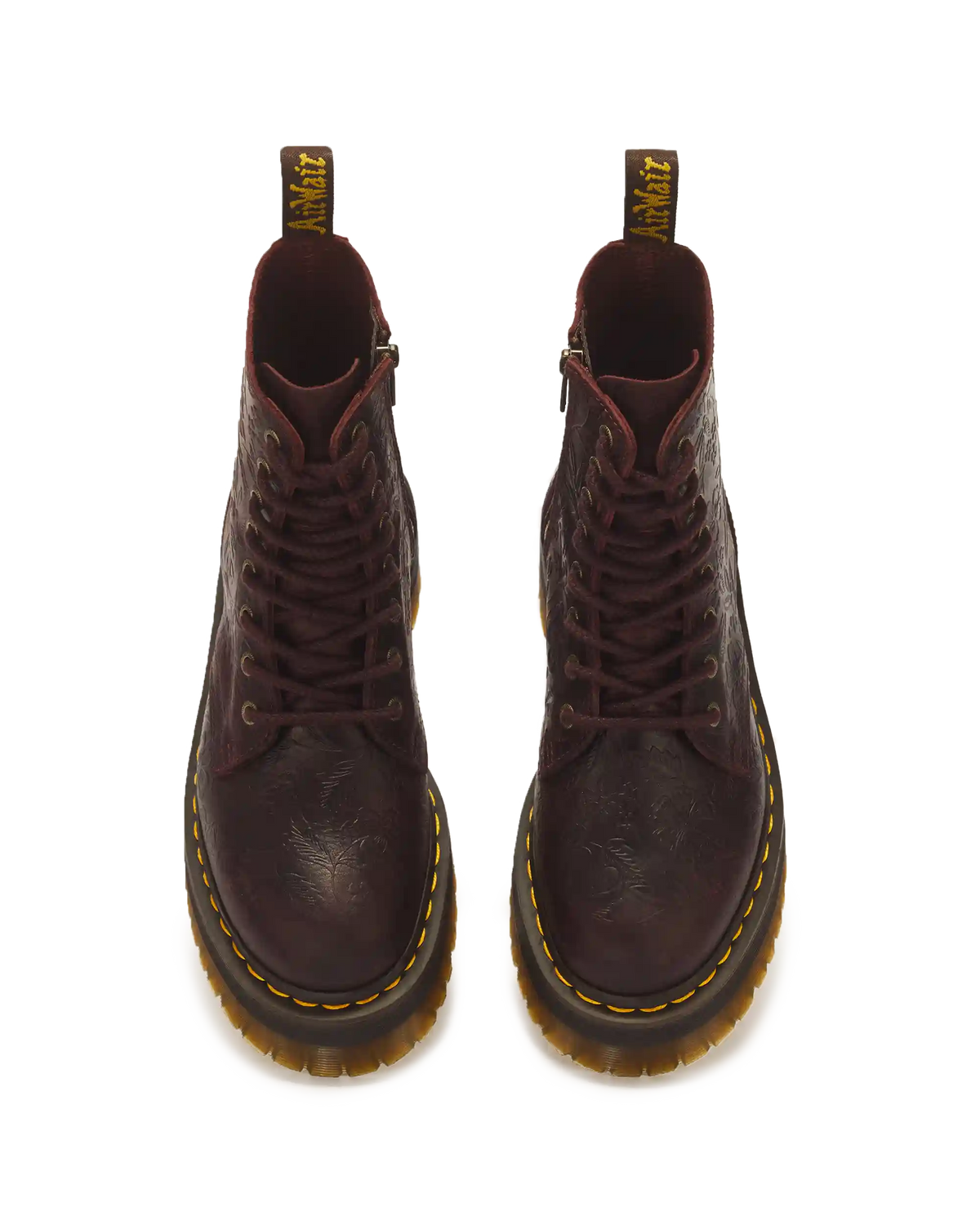 Jadon Floral Emboss 8 Eye Crazy Horse Leather Platform Boots