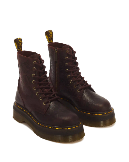 Jadon Floral Emboss 8 Eye Crazy Horse Leather Platform Boots