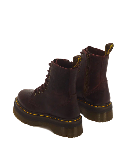 Jadon Floral Emboss 8 Eye Crazy Horse Leather Platform Boots