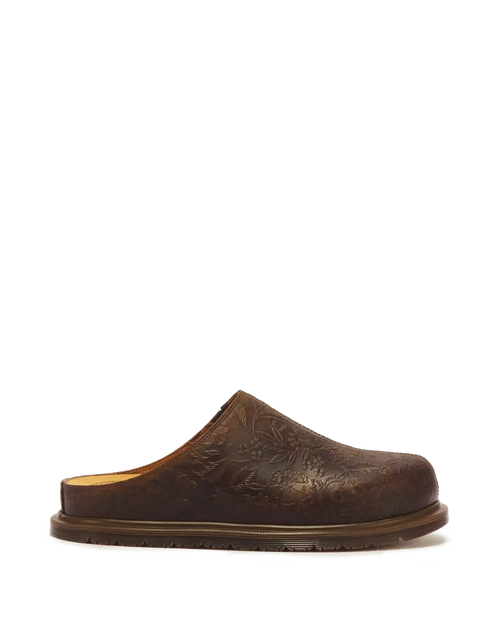 San Floral Emboss Crazy Horse Leather Mules