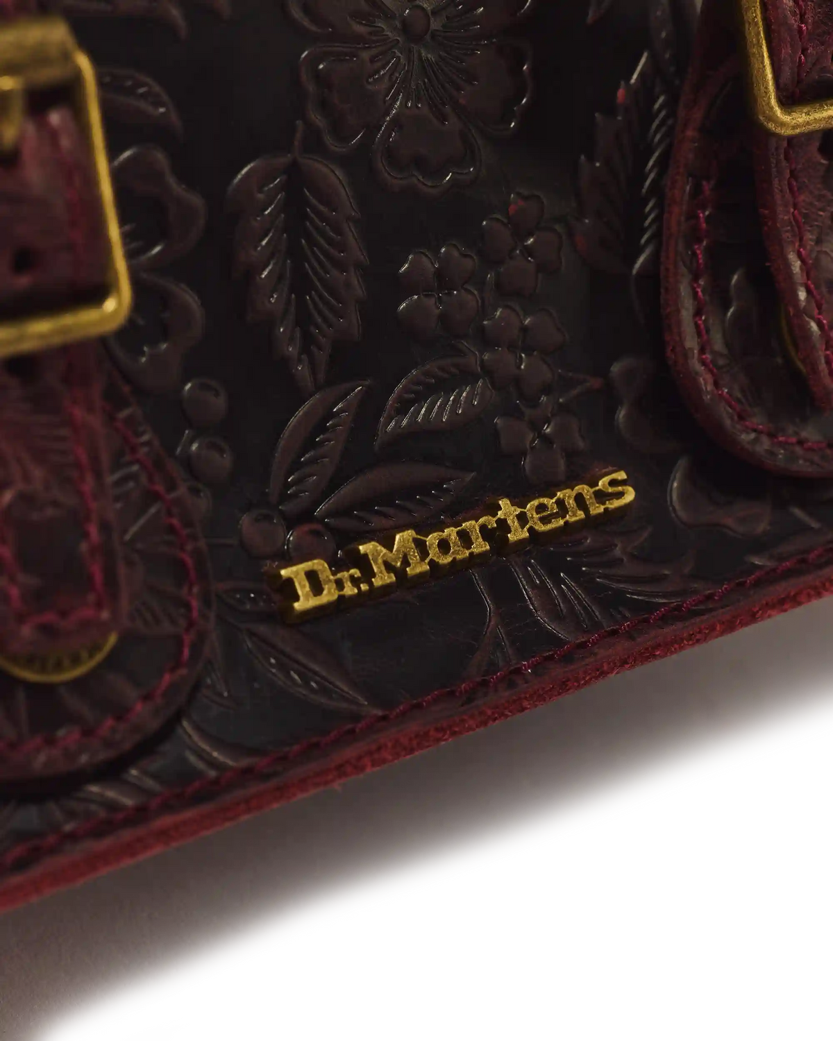 7" Floral Emboss Crazy Horse Leather Satchel