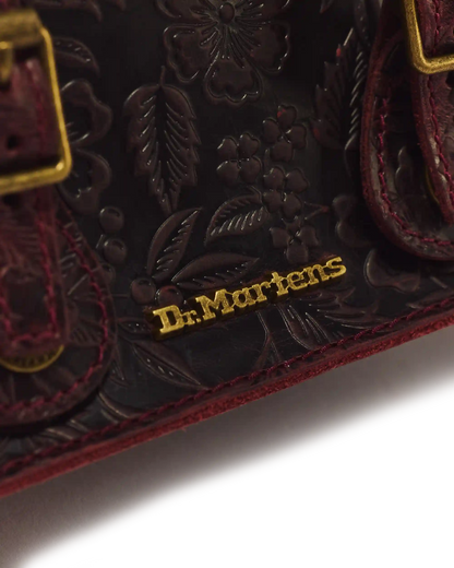 7" Floral Emboss Crazy Horse Leather Satchel