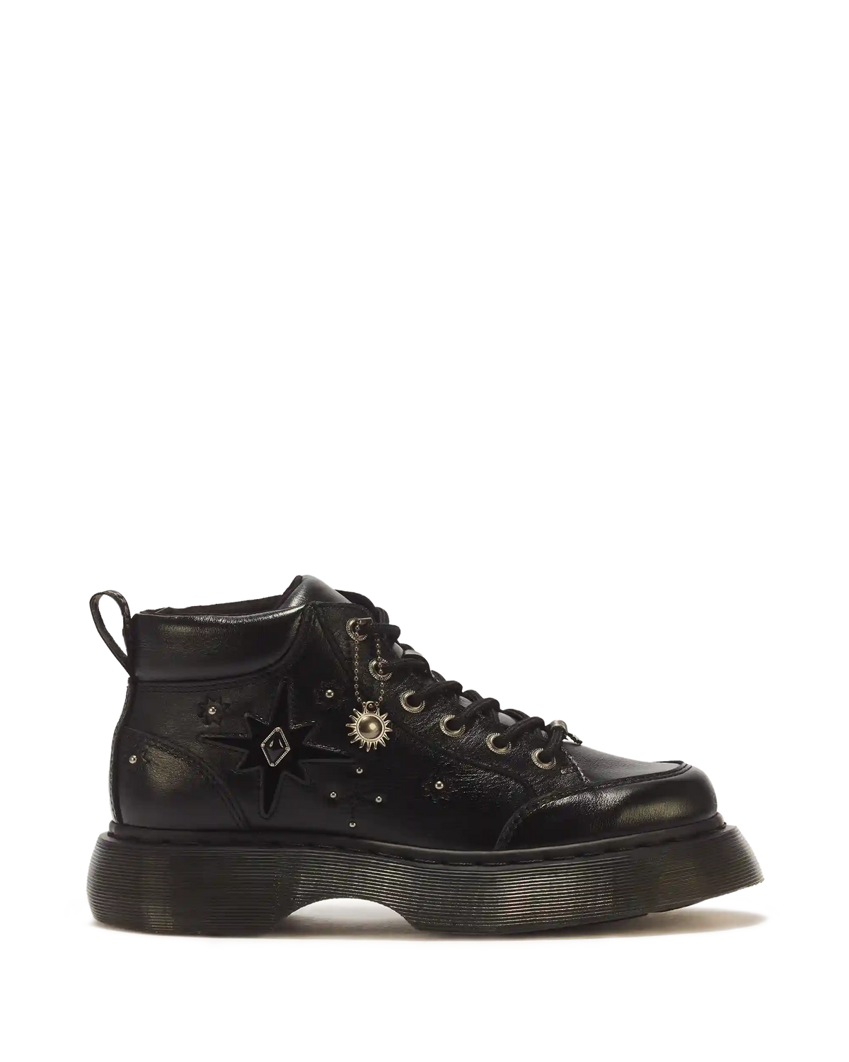 Buzz Whimsy Goth 6 Eye Leather & Velvet Lace Up Boots