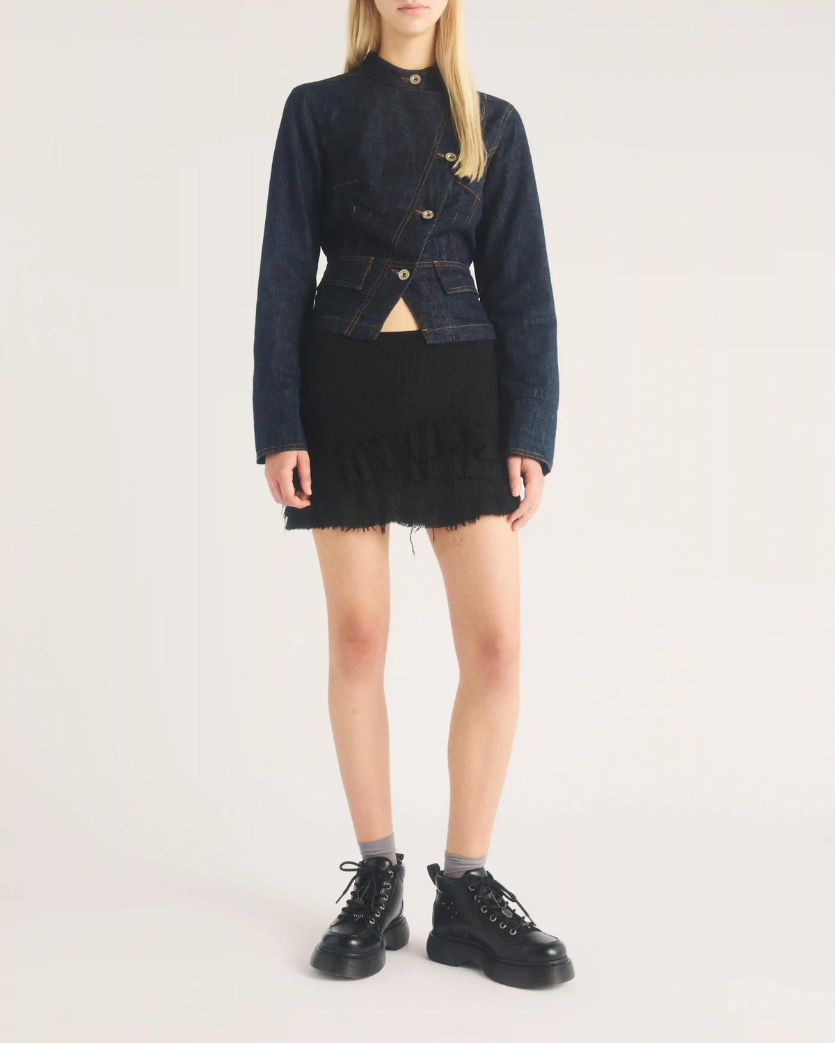 Buzz Whimsy Goth 6 Eye Leather & Velvet Lace Up Boots