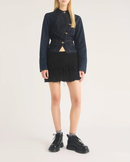 Buzz Whimsy Goth 6 Eye Leather & Velvet Lace Up Boots