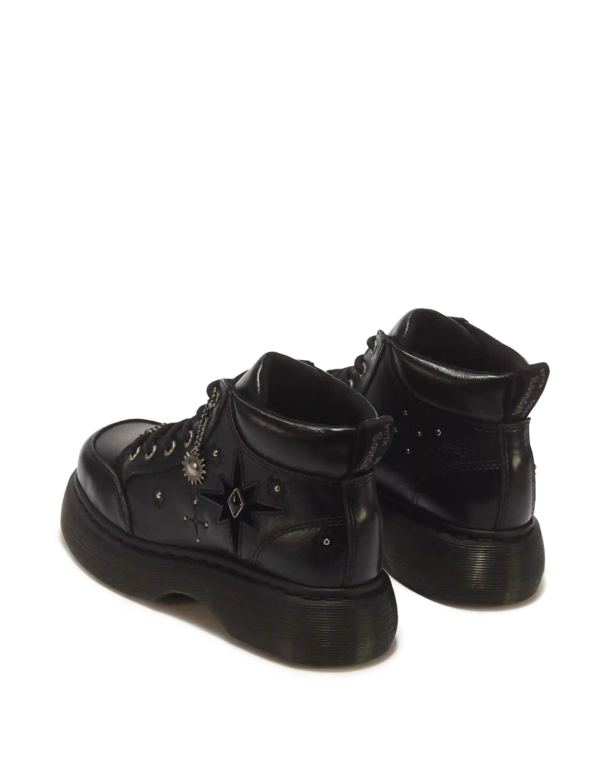 Buzz Whimsy Goth 6 Eye Leather & Velvet Lace Up Boots