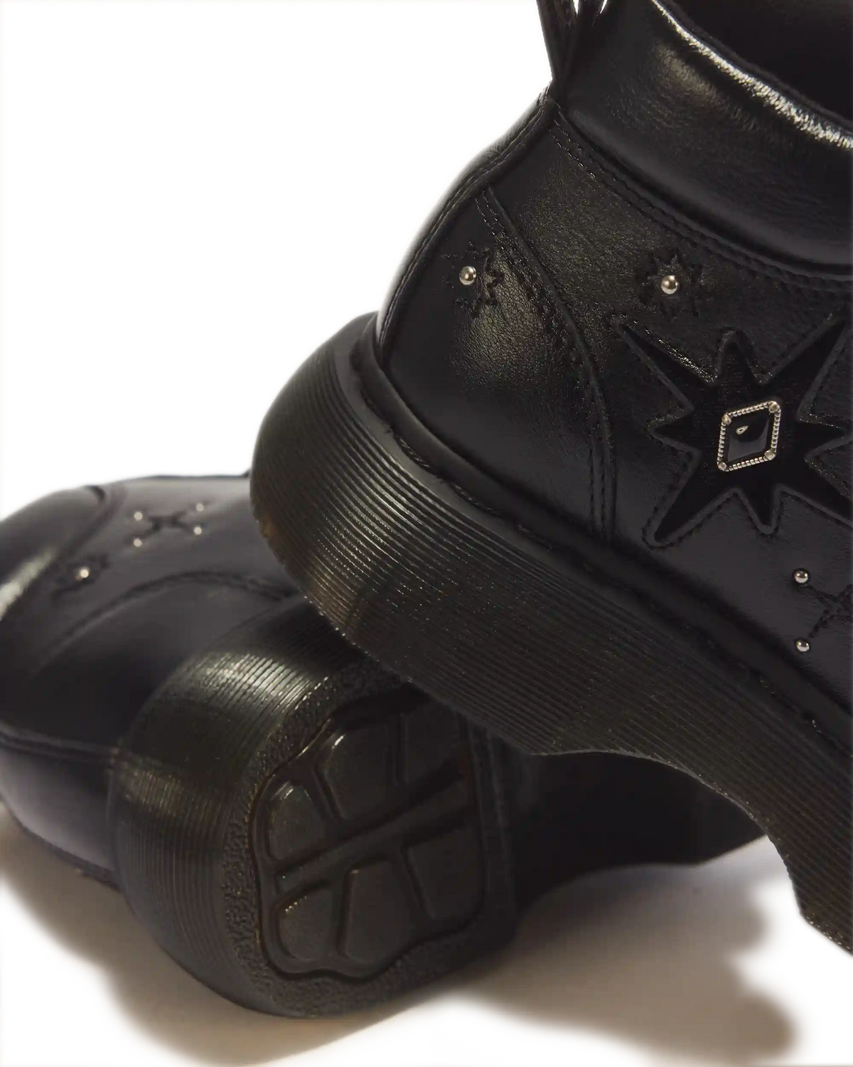 Buzz Whimsy Goth 6 Eye Leather & Velvet Lace Up Boots