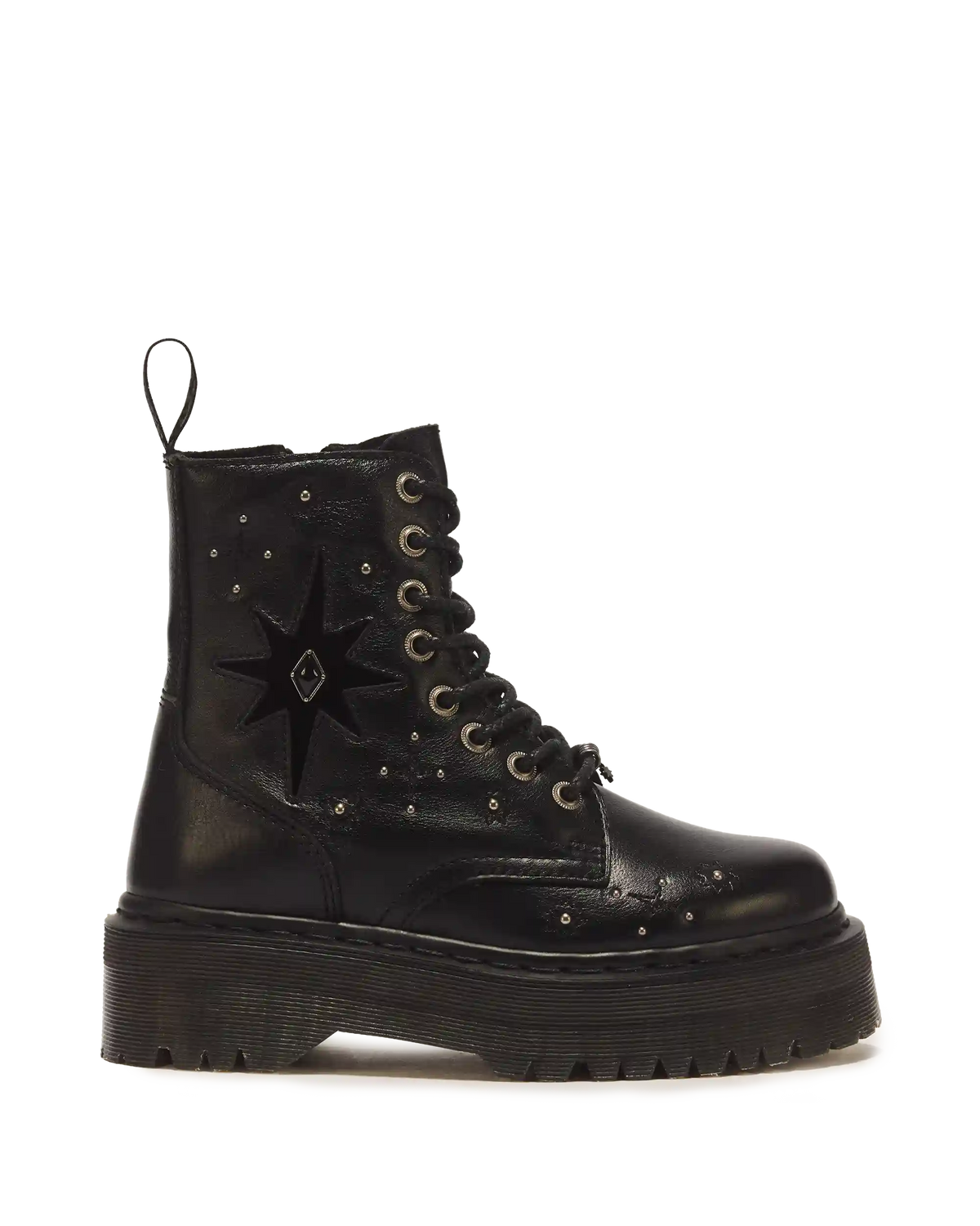 Jadon Whimsy Goth 8 Eye Leather & Velvet Lace Up Platform Boots