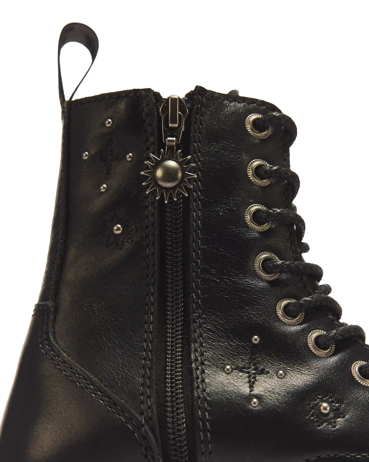 Jadon Whimsy Goth 8 Eye Leather & Velvet Lace Up Platform Boots