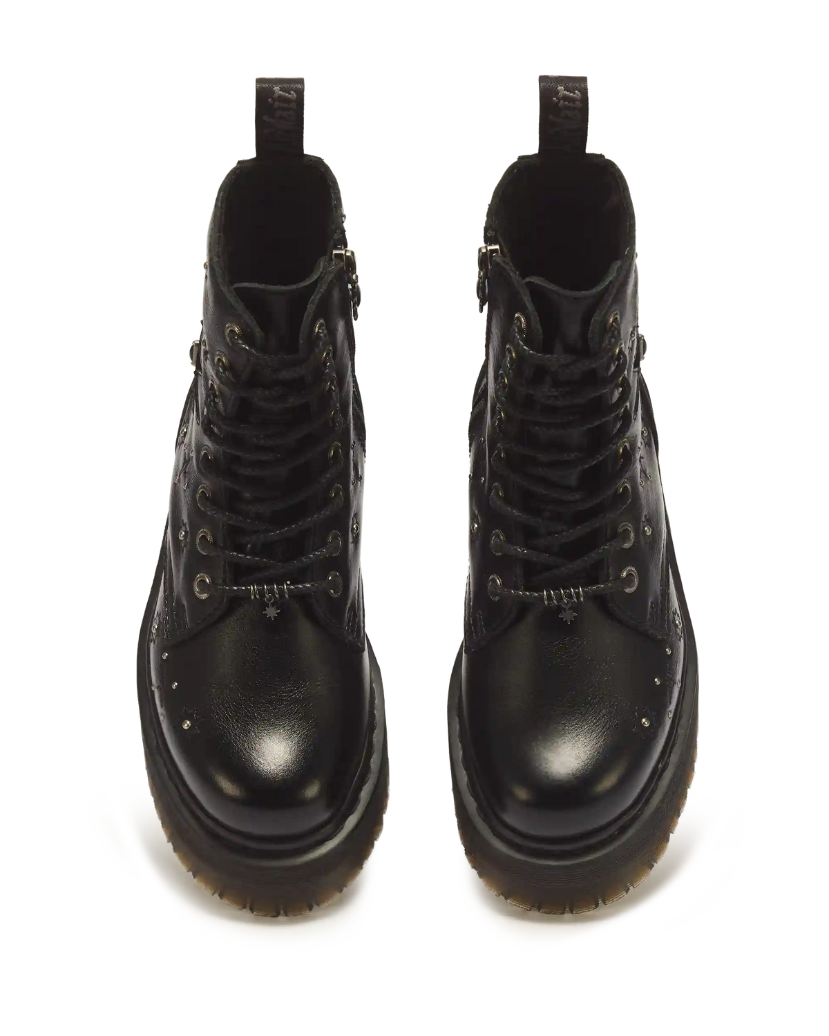 Jadon Whimsy Goth 8 Eye Leather & Velvet Lace Up Platform Boots