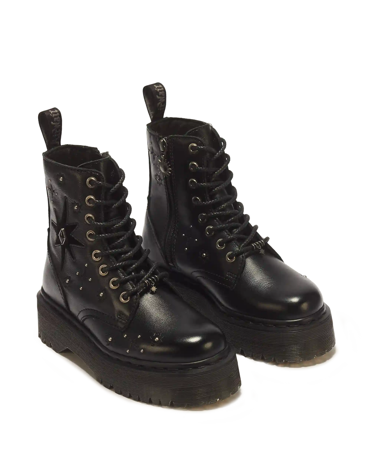 Jadon Whimsy Goth 8 Eye Leather & Velvet Lace Up Platform Boots