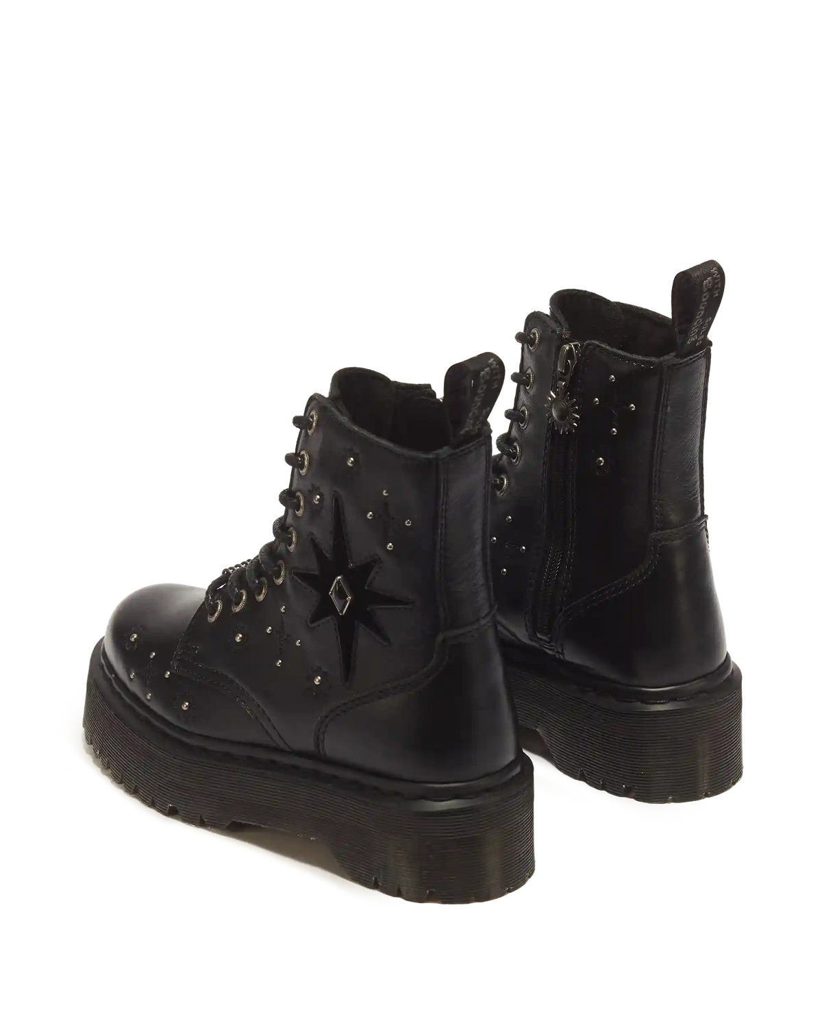 Jadon Whimsy Goth 8 Eye Leather & Velvet Lace Up Platform Boots