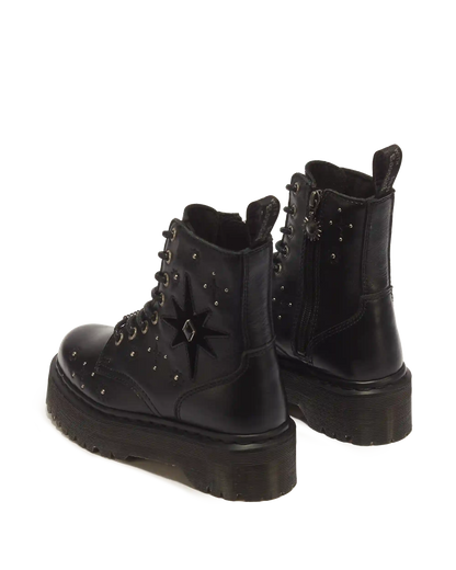 Jadon Whimsy Goth 8 Eye Leather & Velvet Lace Up Platform Boots