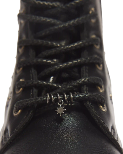 Jadon Whimsy Goth 8 Eye Leather & Velvet Lace Up Platform Boots