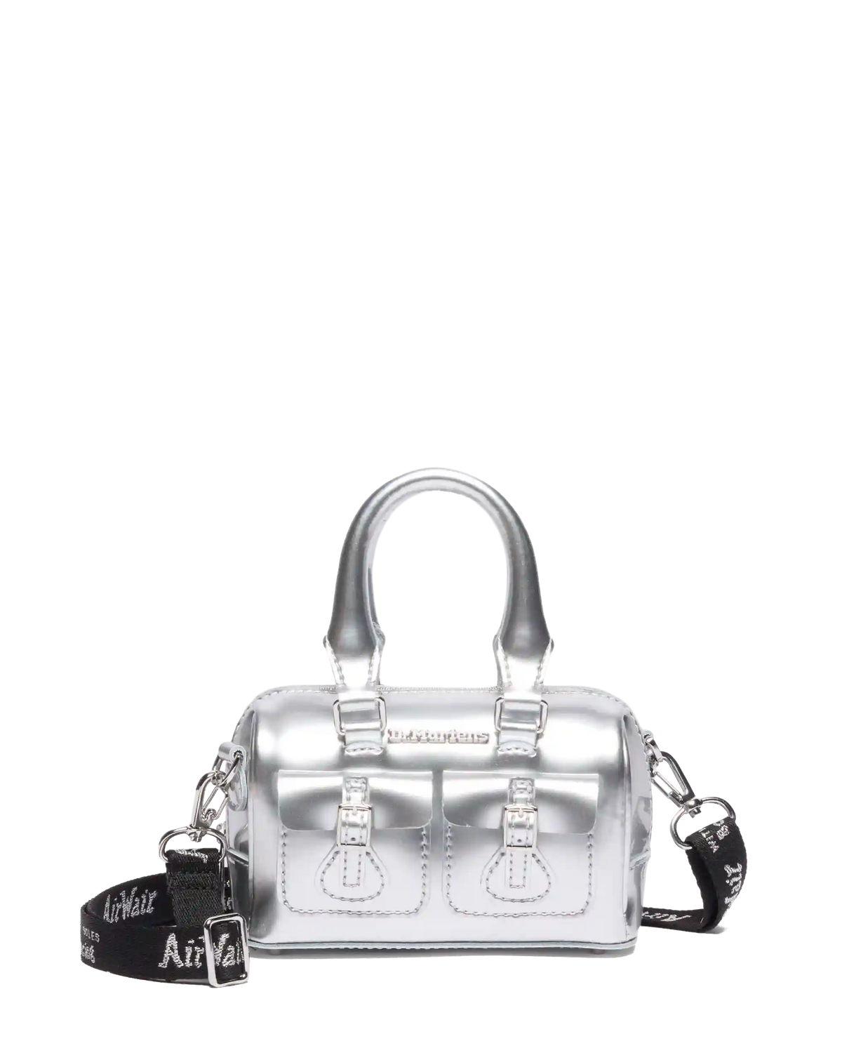 Mini Top Handle Bag Bag Silver Metallic Patent Lamper